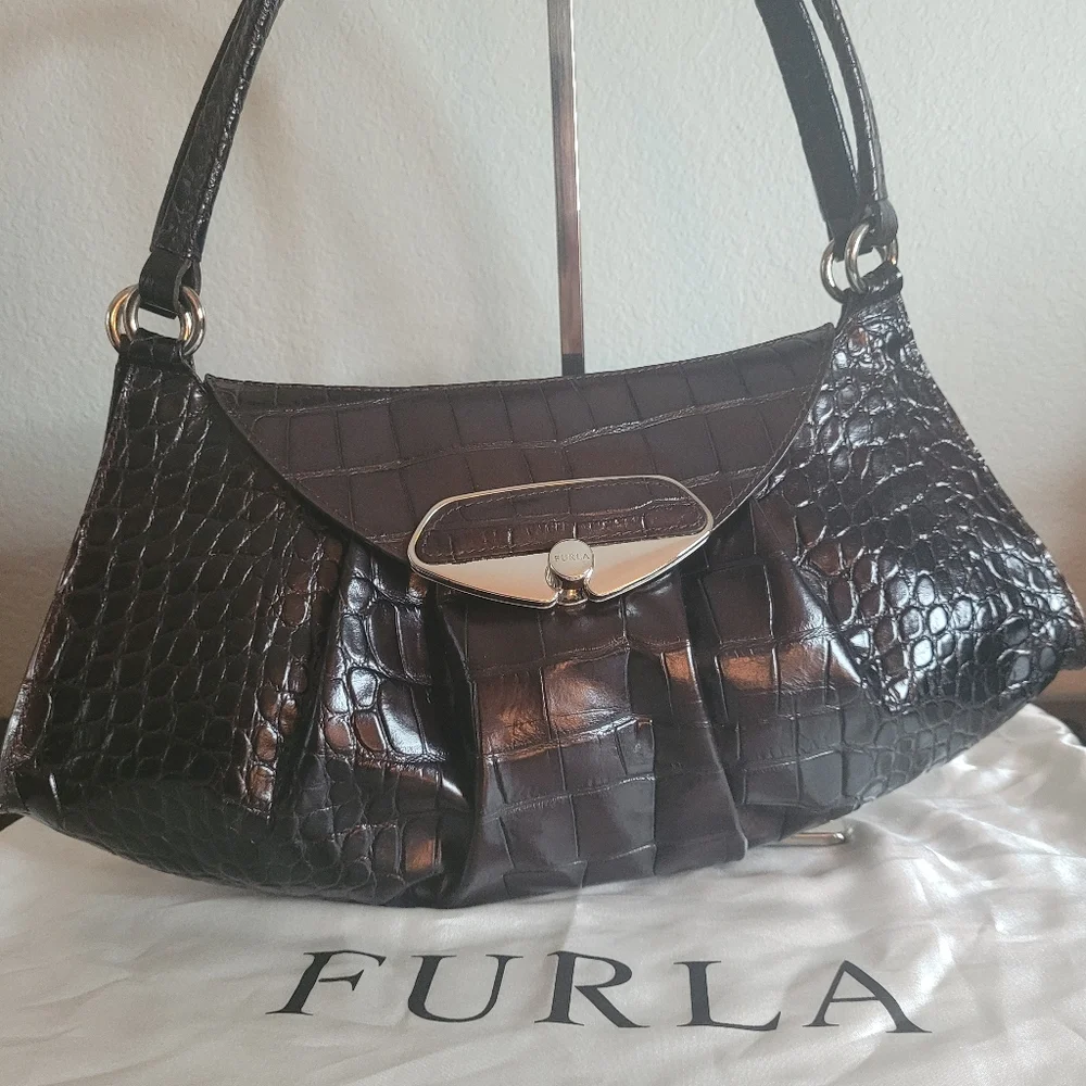 FURLA BRERA CROC SHOULDER BAG - Picture 4 of 13